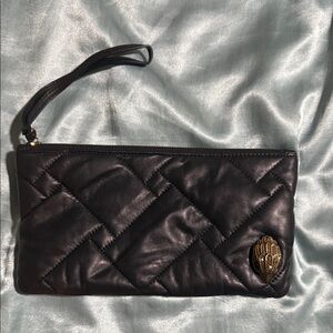 Kurt Geiger Black Quilted Wristlet with Gold Detail
